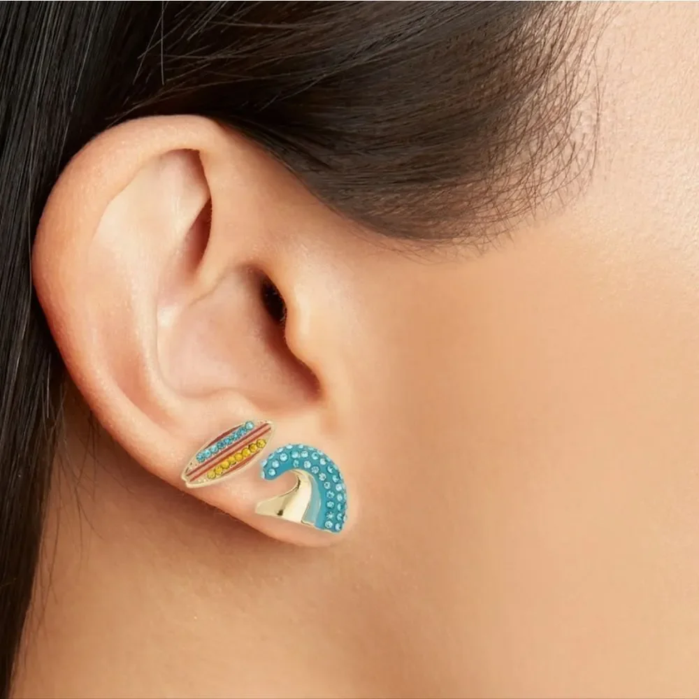 NWOT / BAUBLEBAR / Surfboard & Wave Stacking Stud Earrings Set